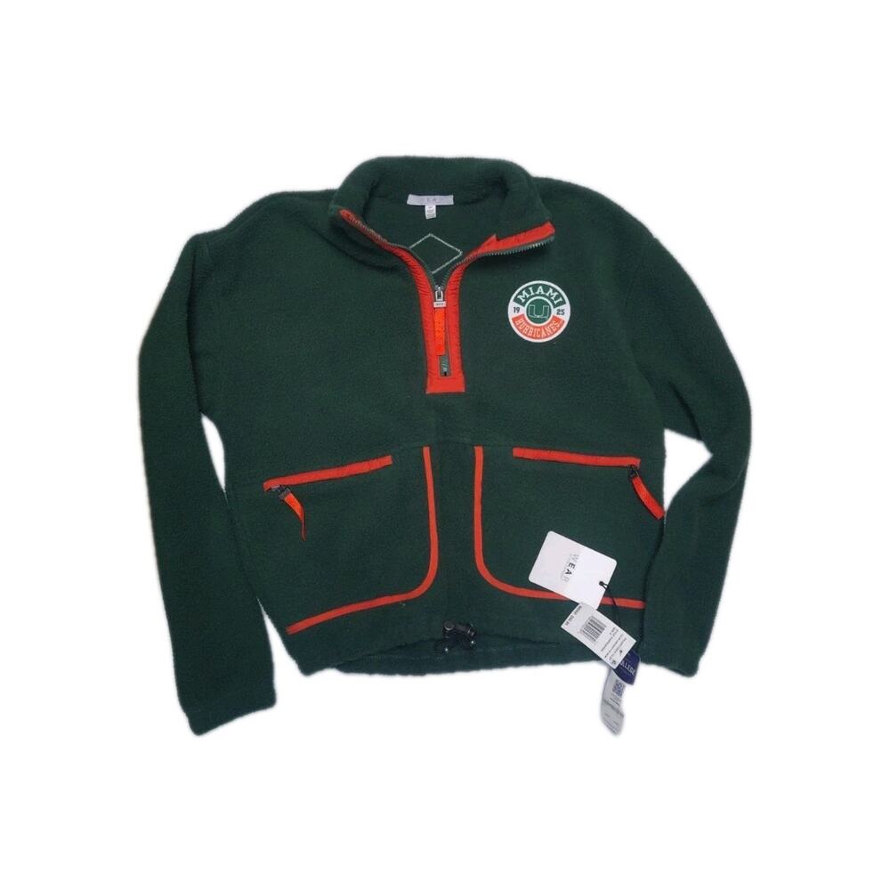 UM Miami Hurricanes 1/4 Zip Pullover Long Sleeve Women's Size S Oversized New